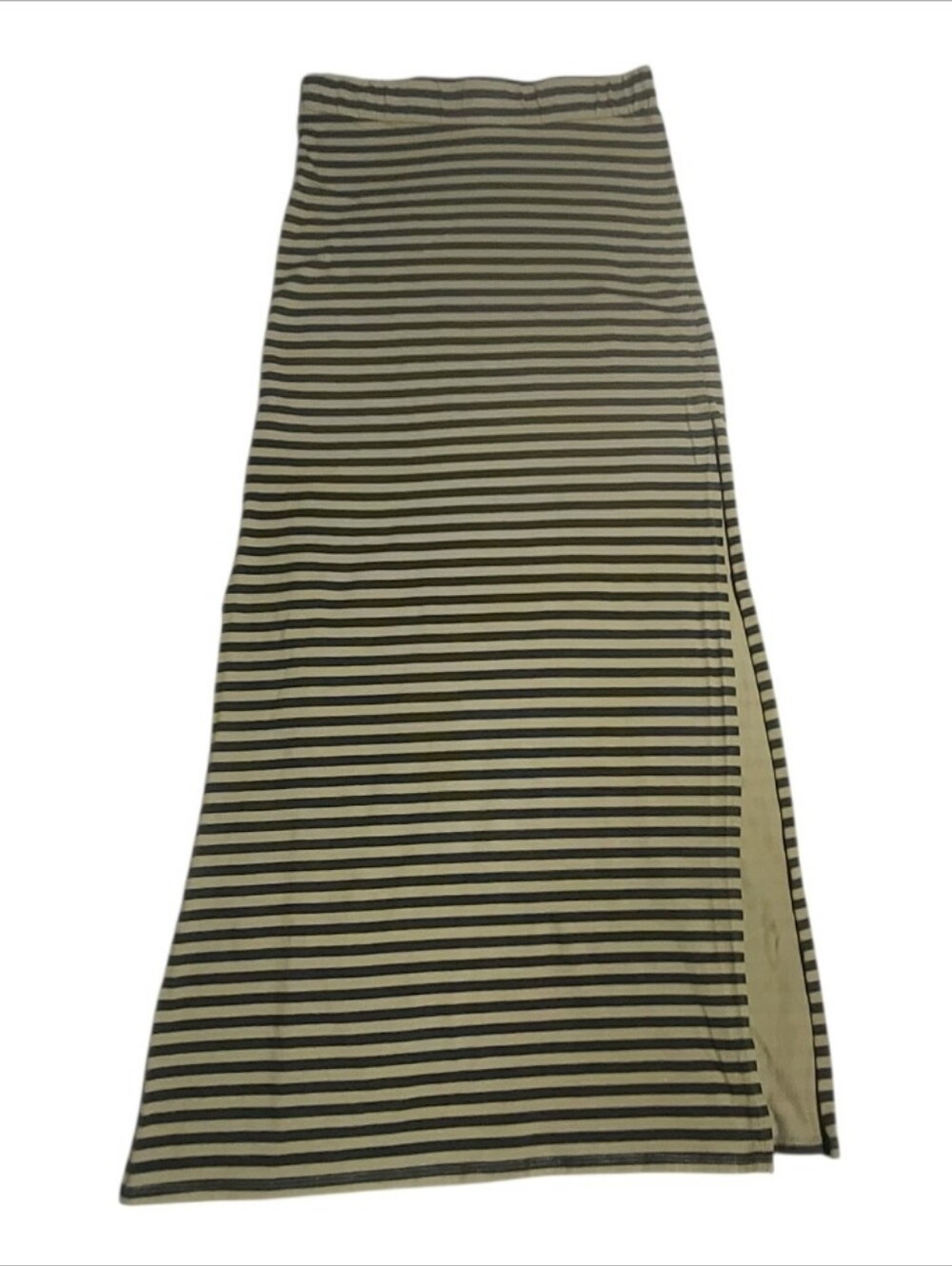 Billabong Charcoal and Khaki Striped Maxi Skirt With Side Slits